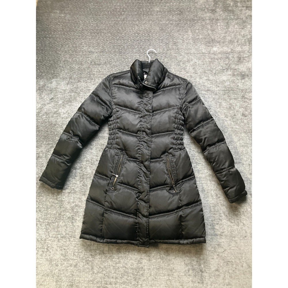 Laundry by Shelli Segal Long Goose Down Puffer Jacket Women's XS Black‎ Full Zip